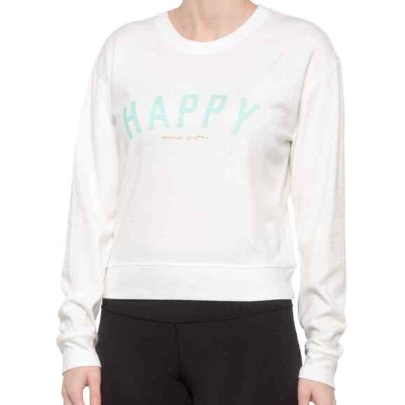 Spiritual Gangster Women's White Happy Savasana Sweater Size Large NEW - Picture 1 of 2